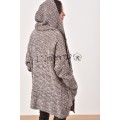Κωδ.2176Μώβ-Χειμωνιάτικη Γυναικεία Πλεκτή Ζακέτα oversized , πλέξη καλαμπόκι, με κουκούλα και τσέπες. ΠΡΟΪΟΝΤΑ LINVERNO KNITWEAR  Linverno Knitwear